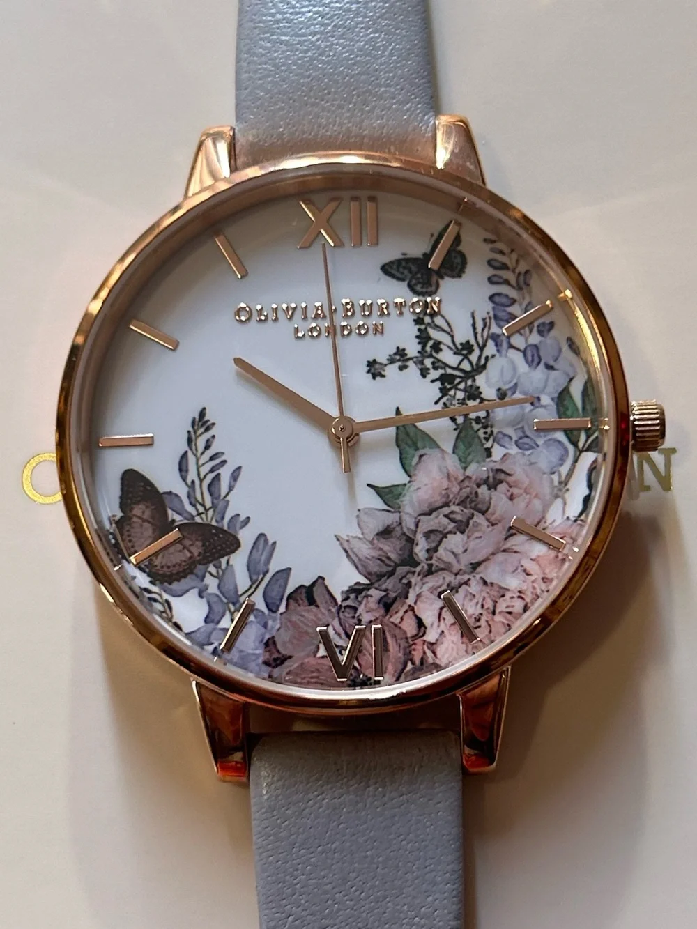 Olivia Burton Winter Garden Watch With 38mm White Floral Face & Leather Band